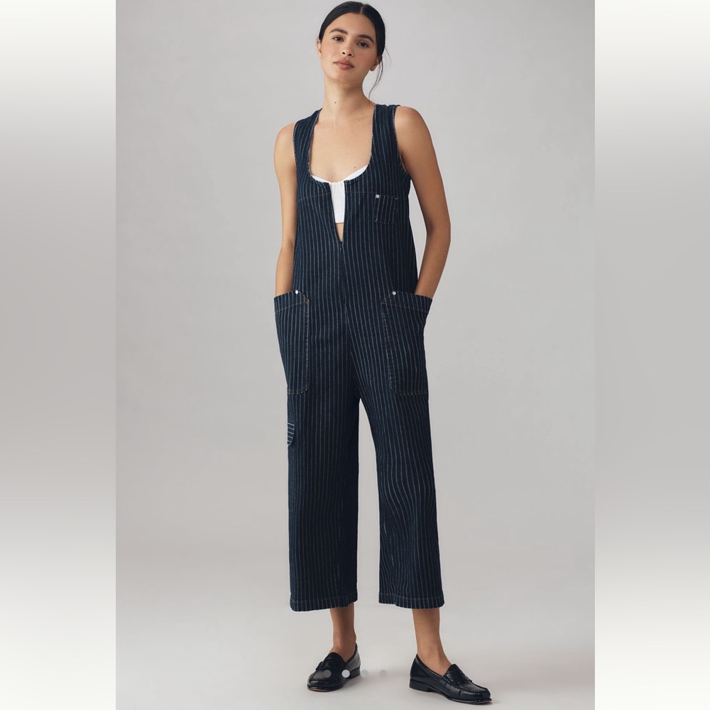 Pilcro zip-front sleeveless cotton jumpsuit